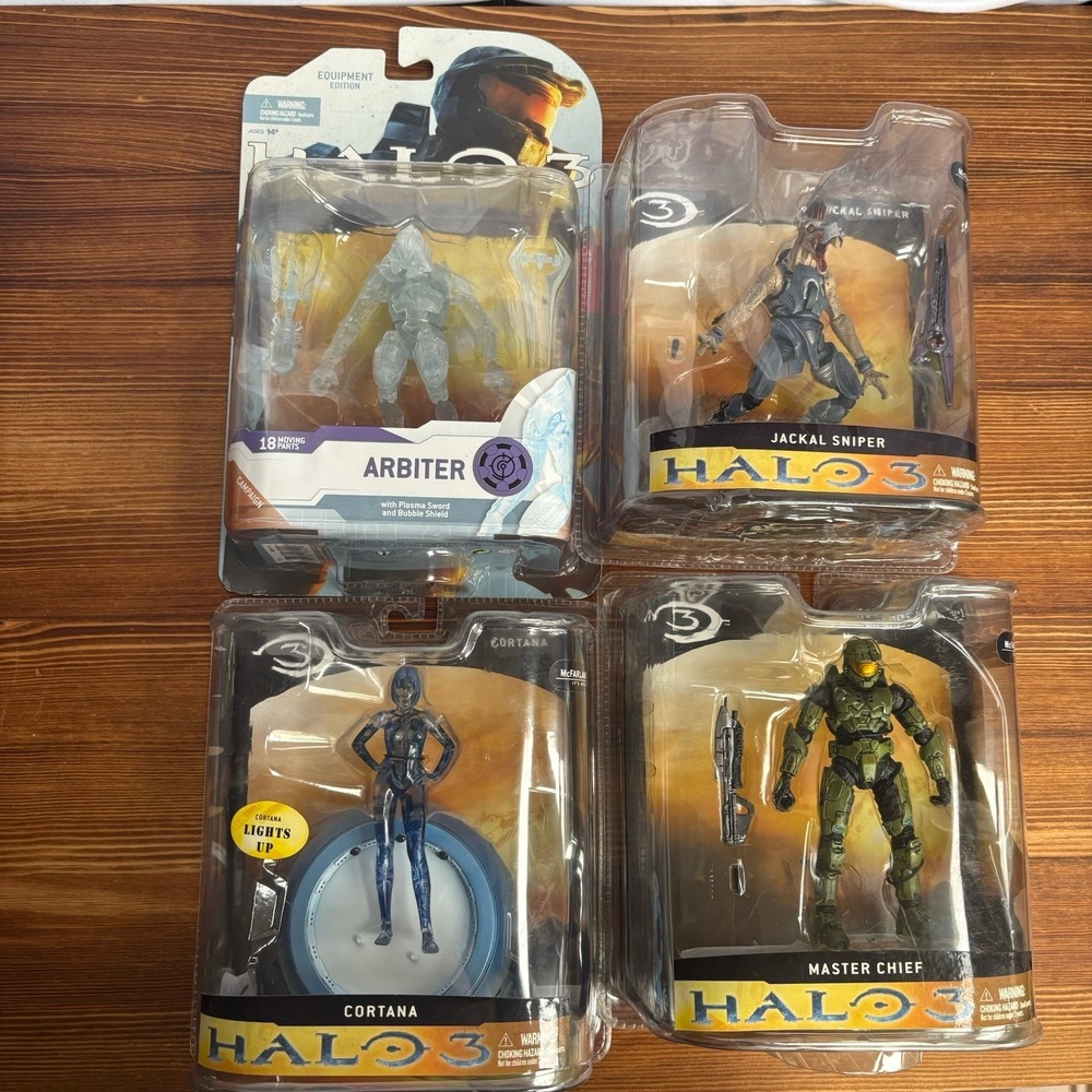 Halo 3 Action Figure Lot Master Chief Arbiter Cortana Jackal New Sealed‎